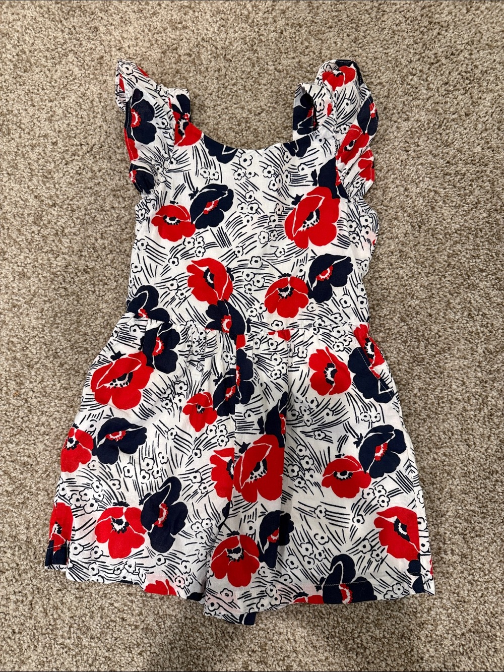 Janie and Jack Navy and Red Floral romper